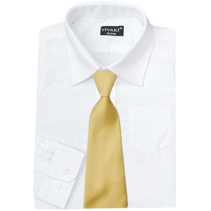 Boys White Formal Shirt & Gold Tie